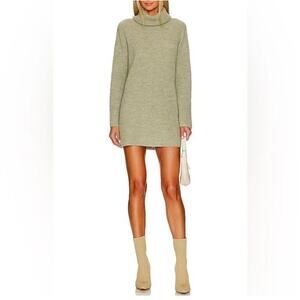L’Academie Sable Turtle Neck Mini Wool Sweater Dress Light Olive size Medium G25